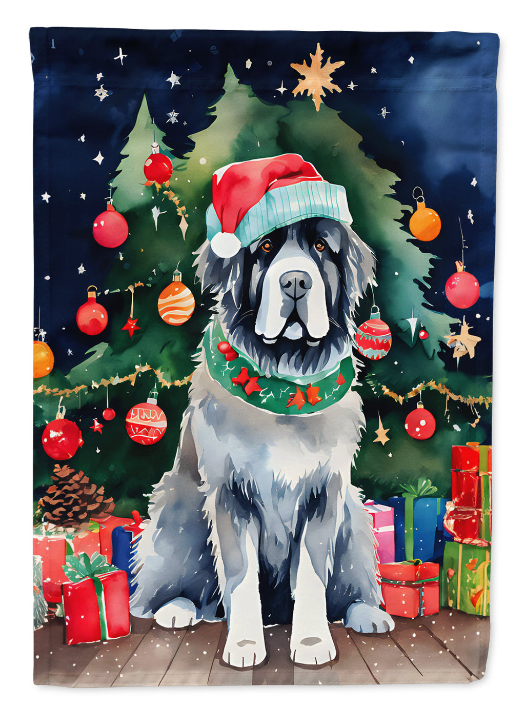Newfoundland Christmas House Flag 28x40 Porch Sleeve Pole Decorative Outside Yard Banner Artwork Wall Hanging, Polyester