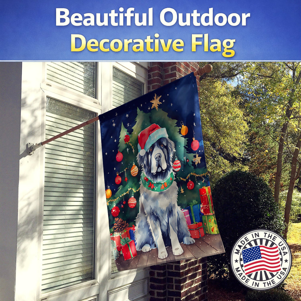 Newfoundland Christmas House Flag 28x40 Porch Sleeve Pole Decorative Outside Yard Banner Artwork Wall Hanging, Polyester