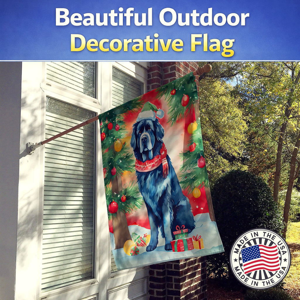 Newfoundland Christmas House Flag 28x40 Porch Sleeve Pole Decorative Outside Yard Banner Artwork Wall Hanging, Polyester