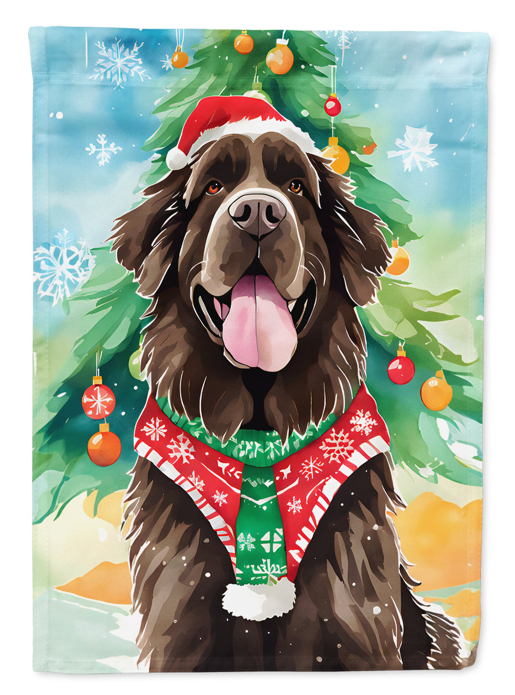 Newfoundland Christmas House Flag 28x40 Porch Sleeve Pole Decorative Outside Yard Banner Artwork Wall Hanging, Polyester
