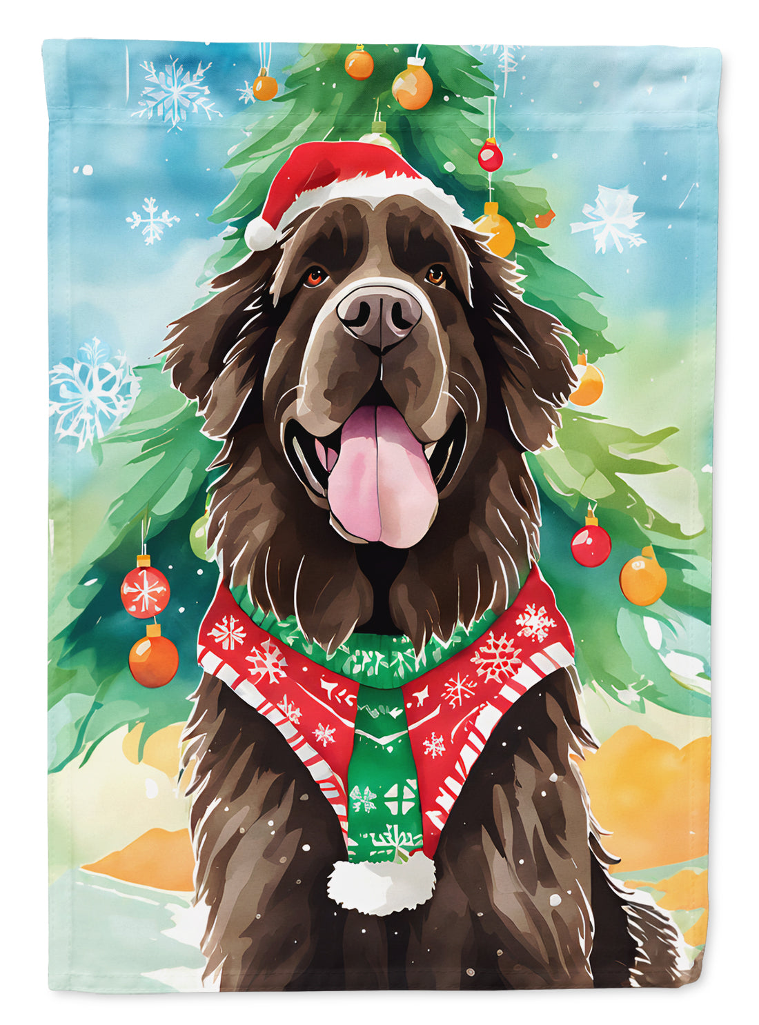Newfoundland Christmas House Flag 28x40 Porch Sleeve Pole Decorative Outside Yard Banner Artwork Wall Hanging, Polyester