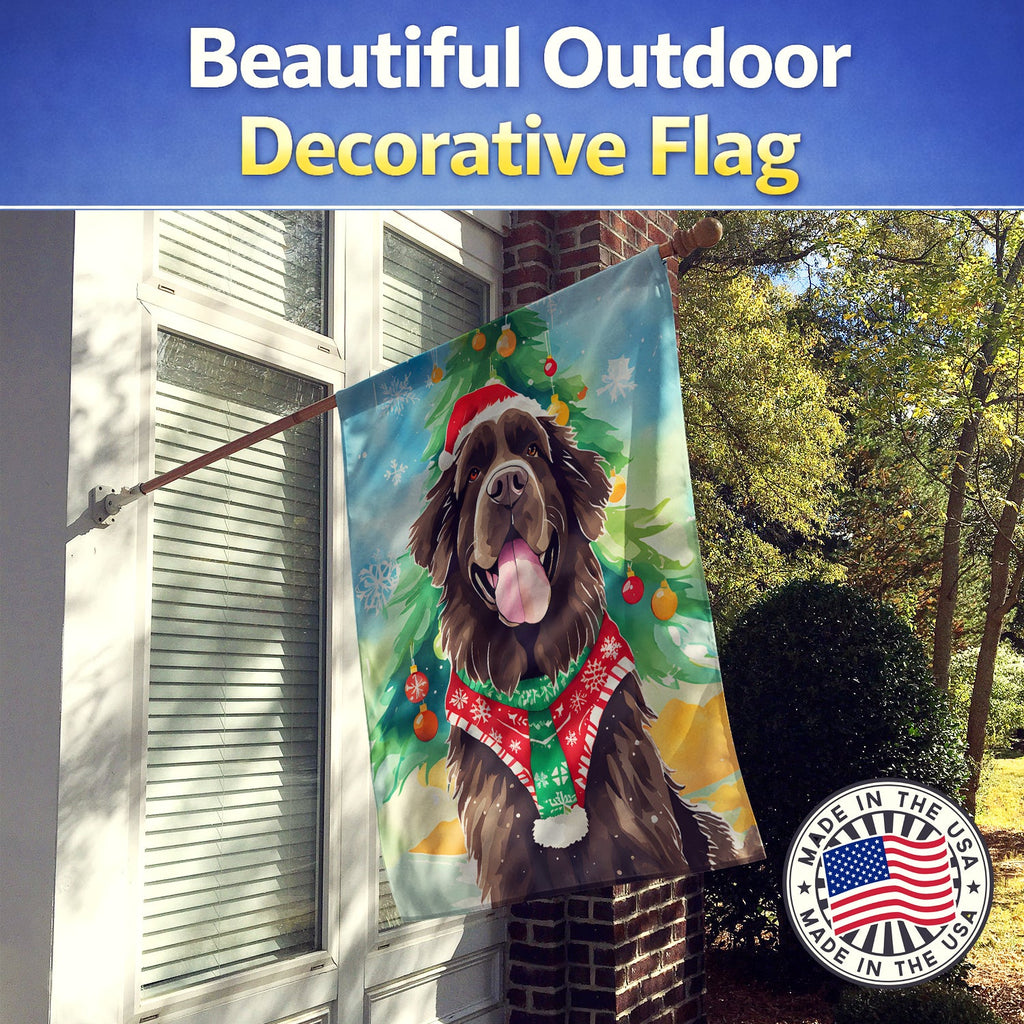 Newfoundland Christmas House Flag 28x40 Porch Sleeve Pole Decorative Outside Yard Banner Artwork Wall Hanging, Polyester
