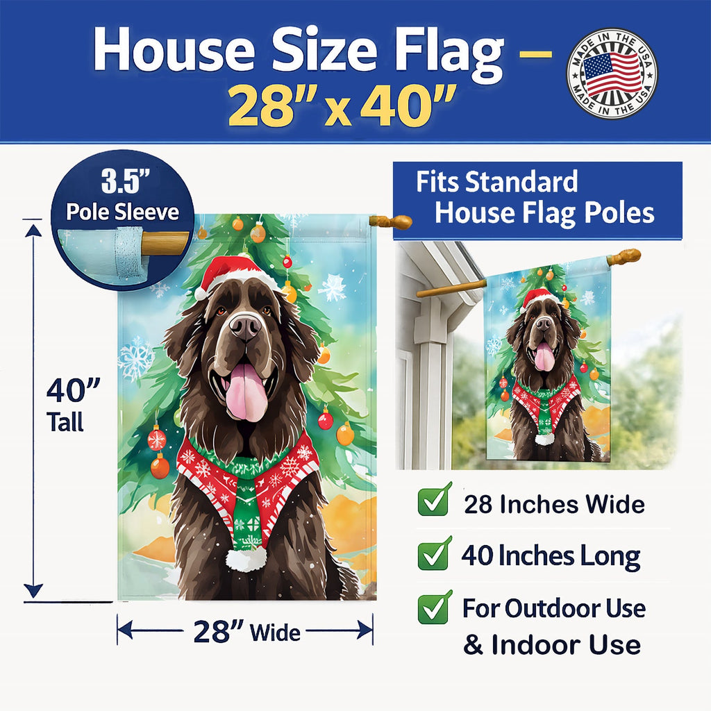 Newfoundland Christmas House Flag 28x40 Porch Sleeve Pole Decorative Outside Yard Banner Artwork Wall Hanging, Polyester