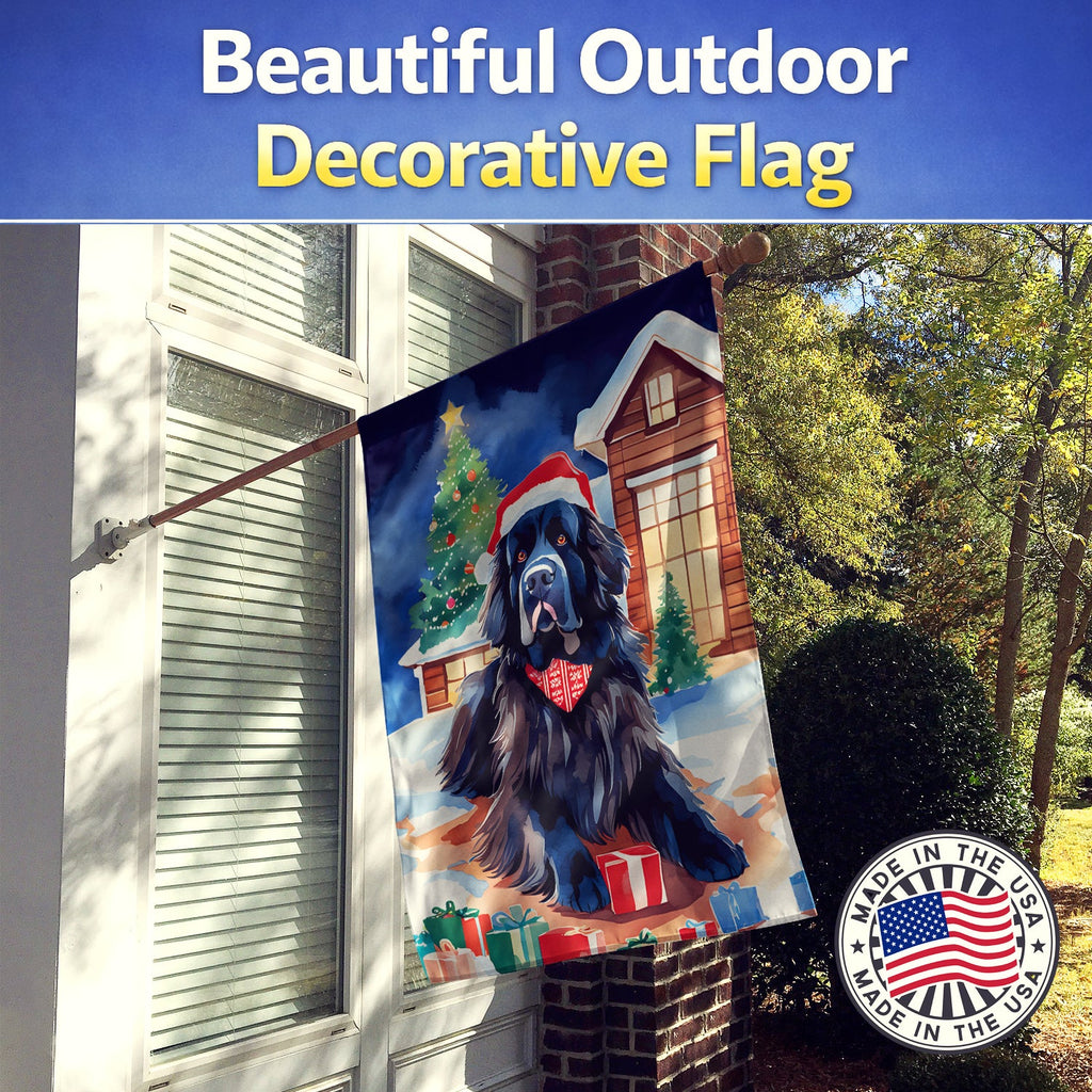 Newfoundland Christmas House Flag 28x40 Porch Sleeve Pole Decorative Outside Yard Banner Artwork Wall Hanging, Polyester