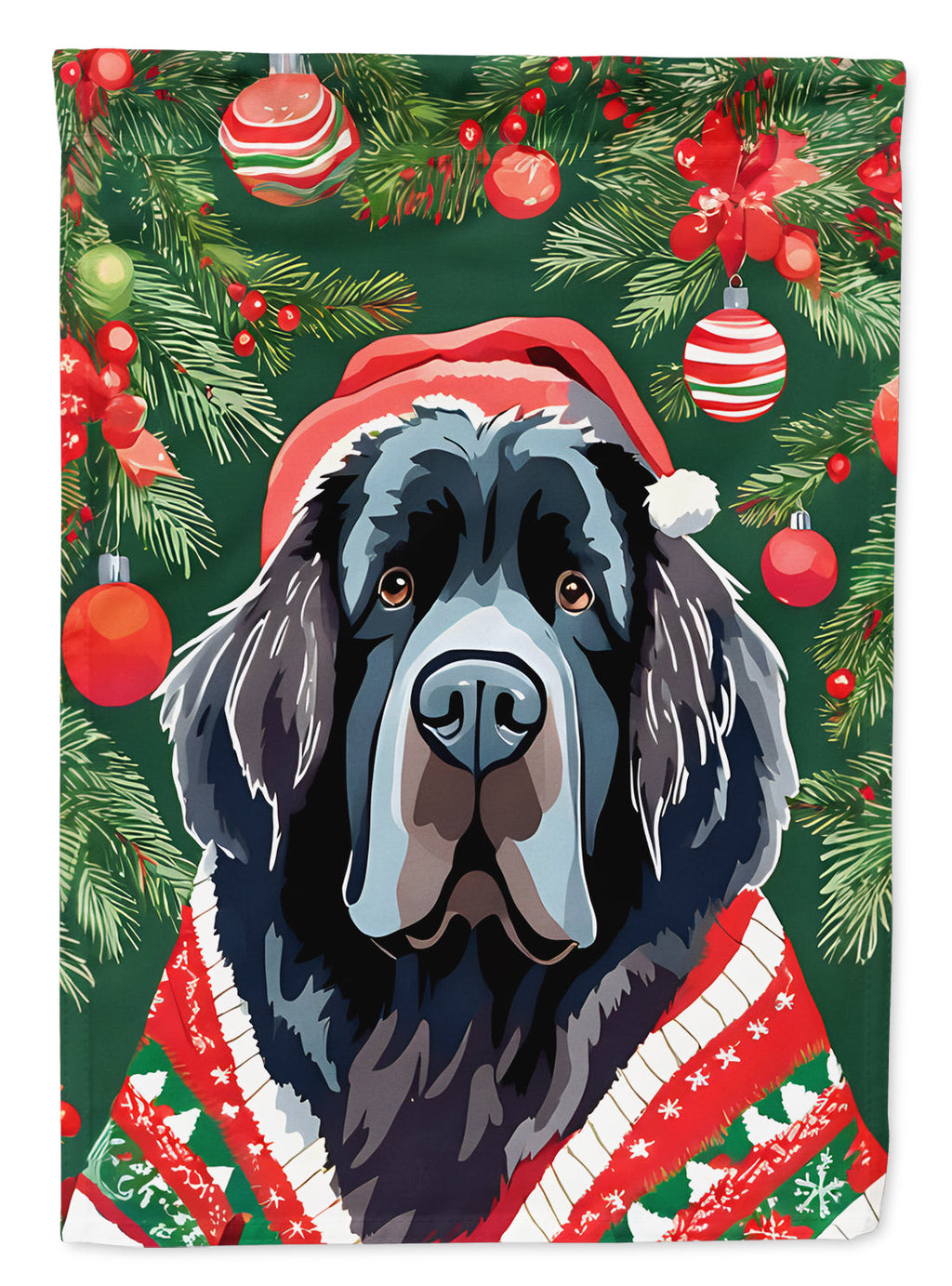 Newfoundland Christmas House Flag 28x40 Porch Sleeve Pole Decorative Outside Yard Banner Artwork Wall Hanging, Polyester