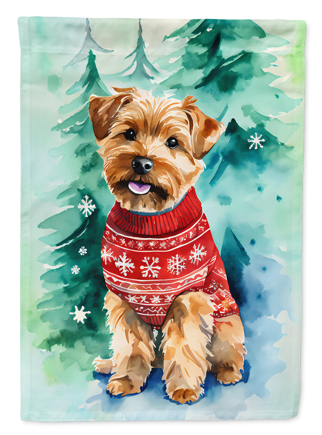 Norfolk Terrier Christmas House Flag 28x40 Porch Sleeve Pole Decorative Outside Yard Banner Artwork Wall Hanging, Polyester