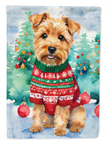 Norfolk Terrier Christmas House Flag 28x40 Porch Sleeve Pole Decorative Outside Yard Banner Artwork Wall Hanging, Polyester
