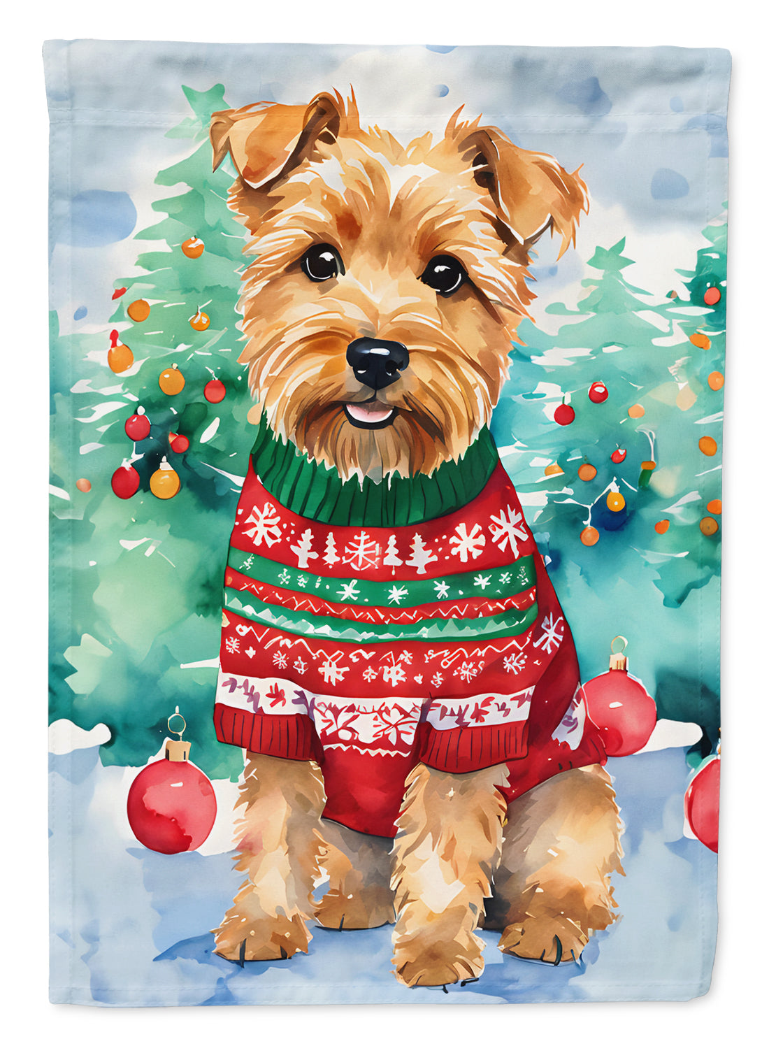 Norfolk Terrier Christmas House Flag 28x40 Porch Sleeve Pole Decorative Outside Yard Banner Artwork Wall Hanging, Polyester