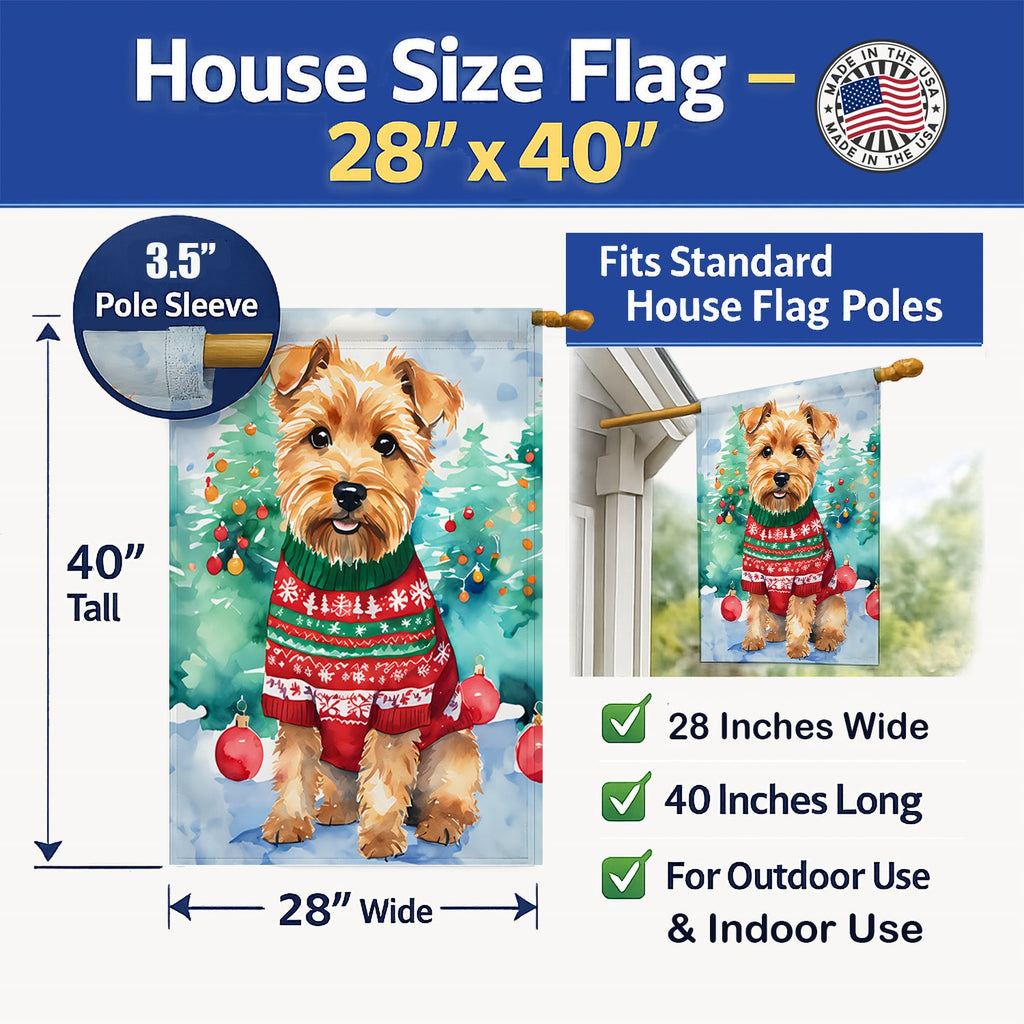 Norfolk Terrier Christmas House Flag 28x40 Porch Sleeve Pole Decorative Outside Yard Banner Artwork Wall Hanging, Polyester