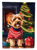 Norfolk Terrier Christmas House Flag 28x40 Porch Sleeve Pole Decorative Outside Yard Banner Artwork Wall Hanging, Polyester