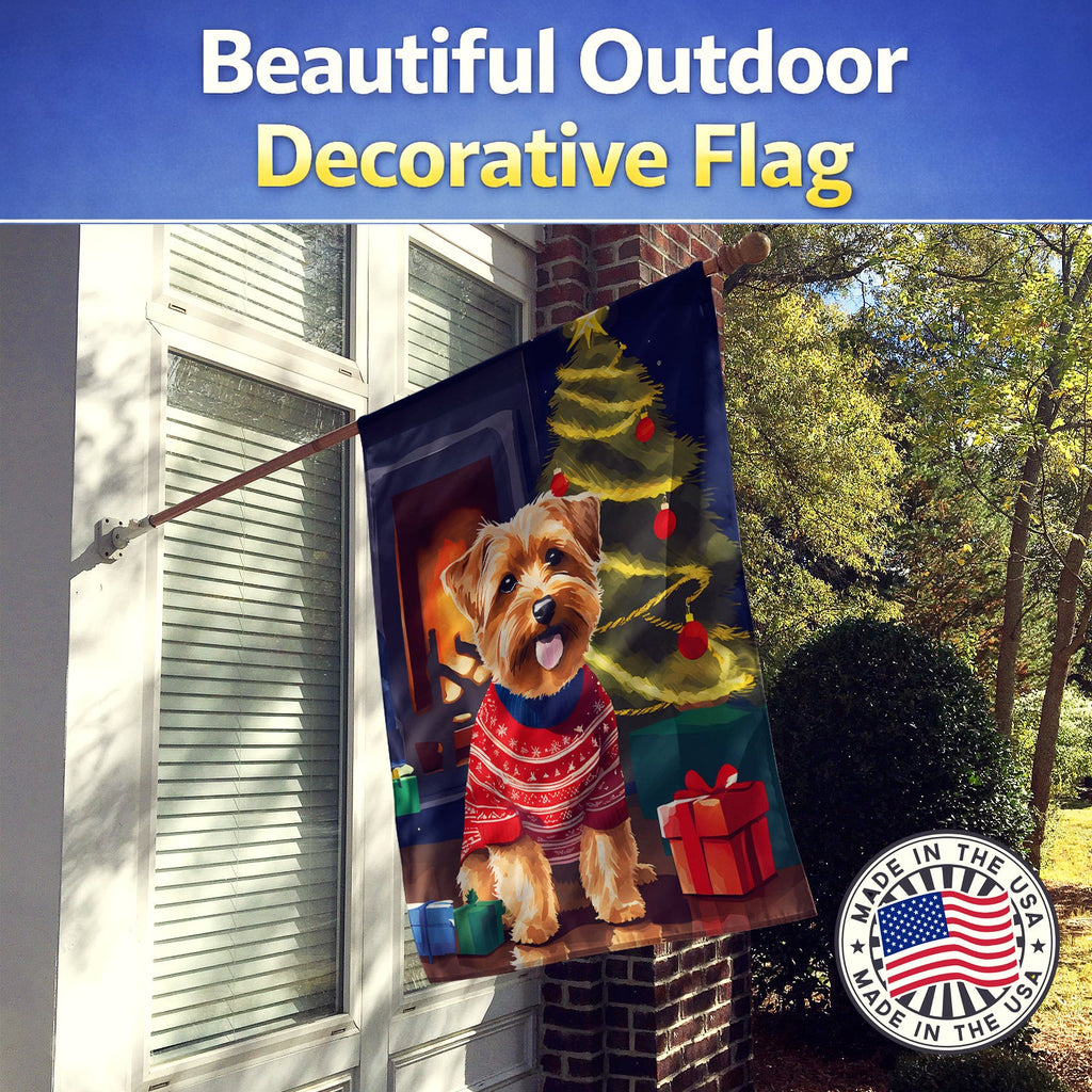 Norfolk Terrier Christmas House Flag 28x40 Porch Sleeve Pole Decorative Outside Yard Banner Artwork Wall Hanging, Polyester