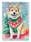 Norwegian Buhund Christmas House Flag 28x40 Porch Sleeve Pole Decorative Outside Yard Banner Artwork Wall Hanging, Polyester