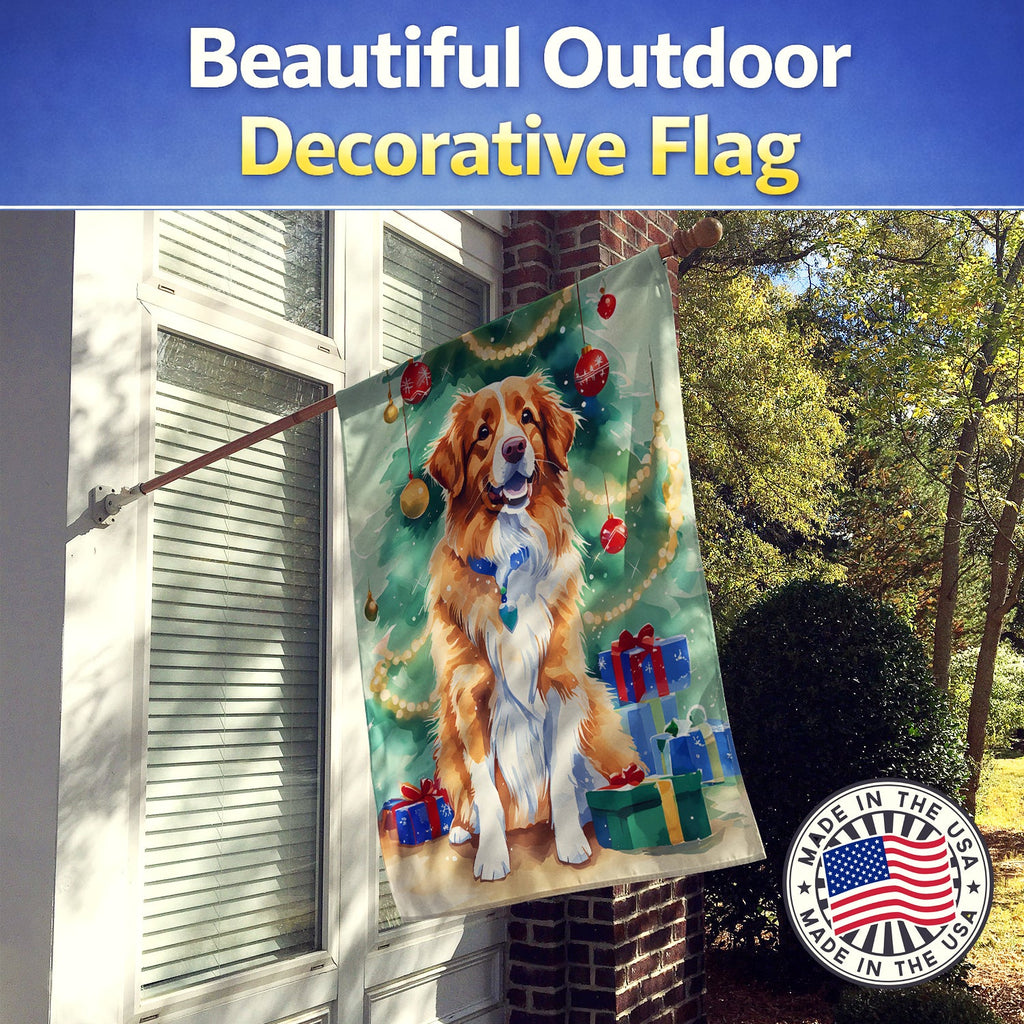 Nova Scotia Duck Toller Christmas House Flag 28x40 Porch Sleeve Pole Decorative Outside Yard Banner Artwork Wall Hanging, Polyester