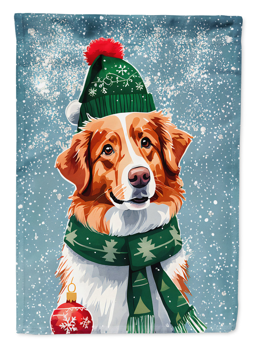 Nova Scotia Duck Toller Christmas House Flag 28x40 Porch Sleeve Pole Decorative Outside Yard Banner Artwork Wall Hanging, Polyester