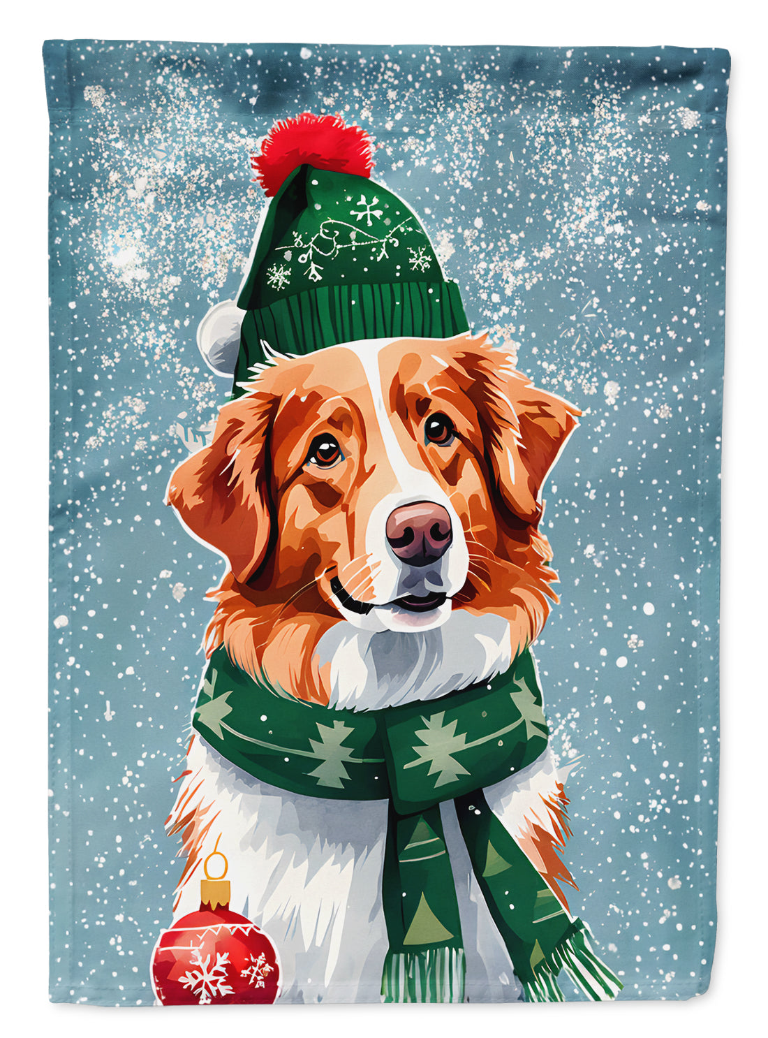 Nova Scotia Duck Toller Christmas House Flag 28x40 Porch Sleeve Pole Decorative Outside Yard Banner Artwork Wall Hanging, Polyester