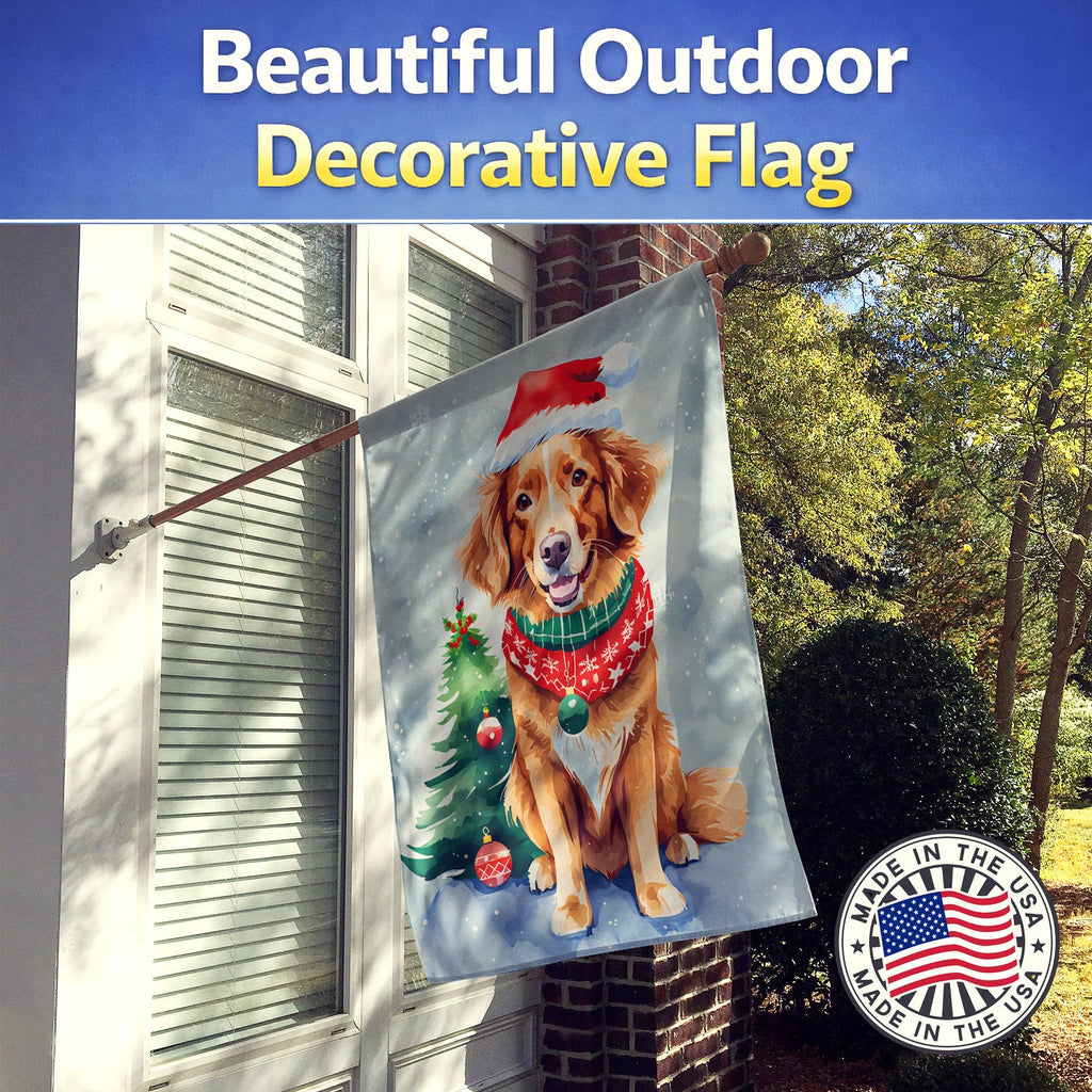 Nova Scotia Duck Toller Christmas House Flag 28x40 Porch Sleeve Pole Decorative Outside Yard Banner Artwork Wall Hanging, Polyester