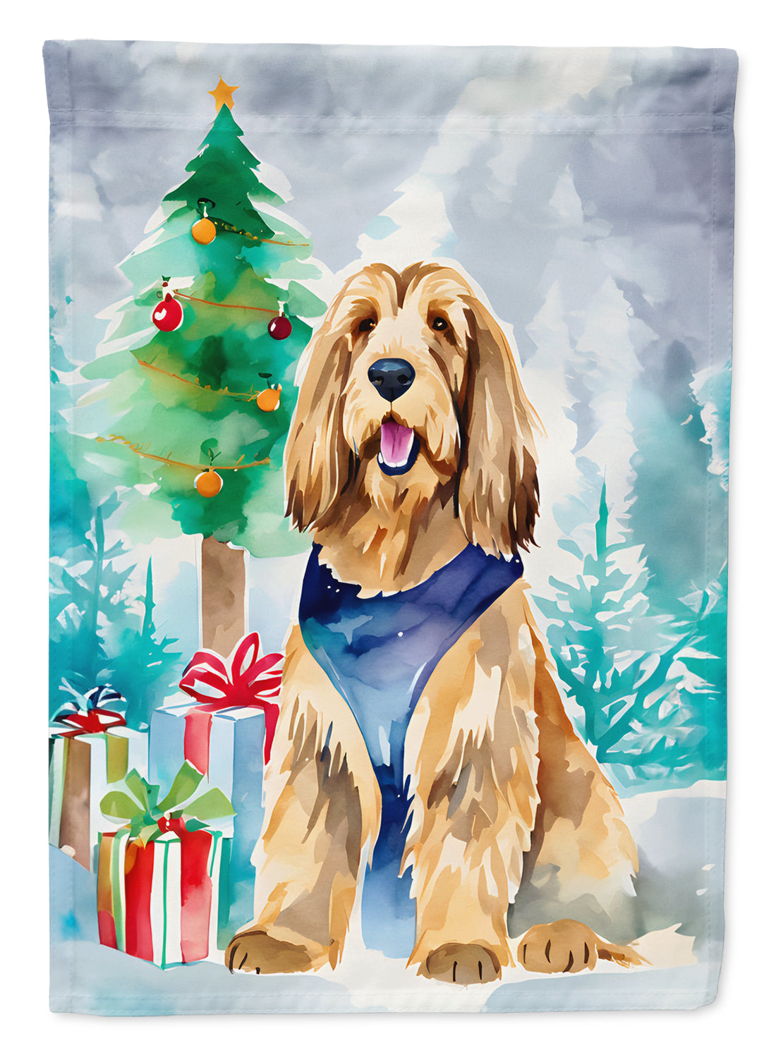 Otterhound Christmas House Flag 28x40 Porch Sleeve Pole Decorative Outside Yard Banner Artwork Wall Hanging, Polyester