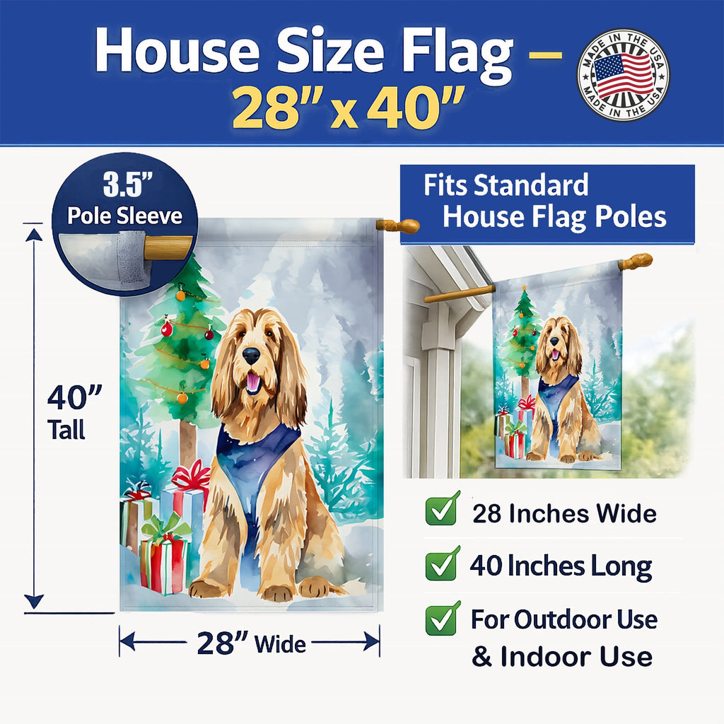 Otterhound Christmas House Flag 28x40 Porch Sleeve Pole Decorative Outside Yard Banner Artwork Wall Hanging, Polyester