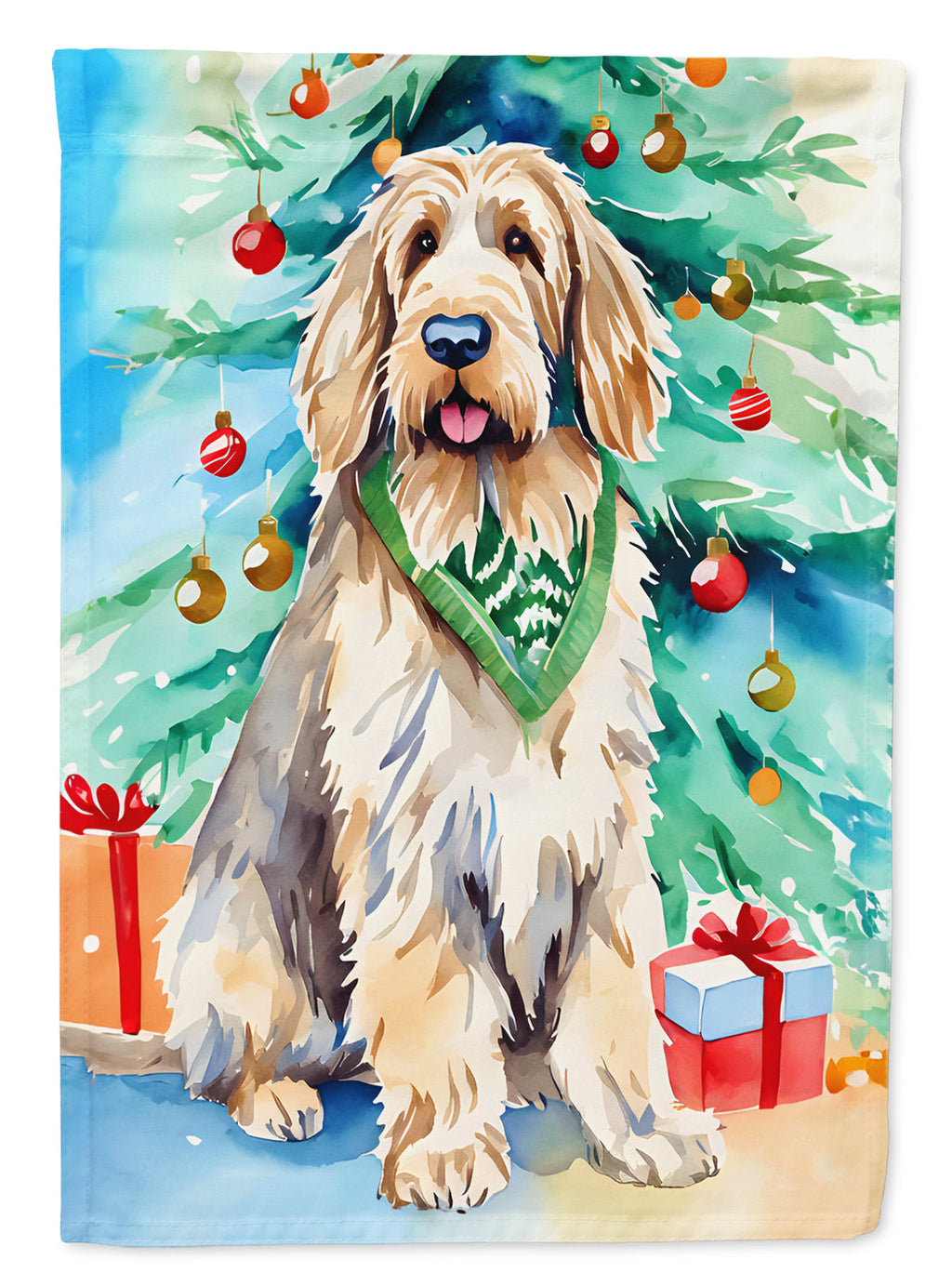 Otterhound Christmas House Flag 28x40 Porch Sleeve Pole Decorative Outside Yard Banner Artwork Wall Hanging, Polyester