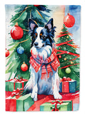 Papillon Christmas House Flag 28x40 Porch Sleeve Pole Decorative Outside Yard Banner Artwork Wall Hanging, Polyester