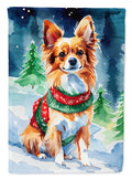 Papillon Christmas House Flag 28x40 Porch Sleeve Pole Decorative Outside Yard Banner Artwork Wall Hanging, Polyester