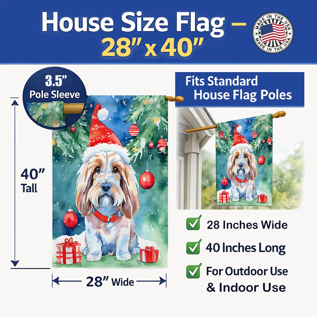 Petit Basset Griffon Vendeen Christmas House Flag 28x40 Porch Sleeve Pole Decorative Outside Yard Banner Artwork Wall Hanging, Polyester