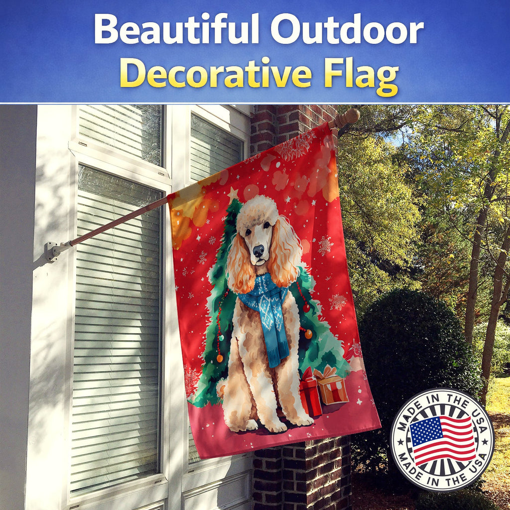 Poodle Christmas House Flag 28x40 Porch Sleeve Pole Decorative Outside Yard Banner Artwork Wall Hanging, Polyester