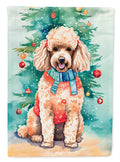 Poodle Christmas House Flag 28x40 Porch Sleeve Pole Decorative Outside Yard Banner Artwork Wall Hanging, Polyester