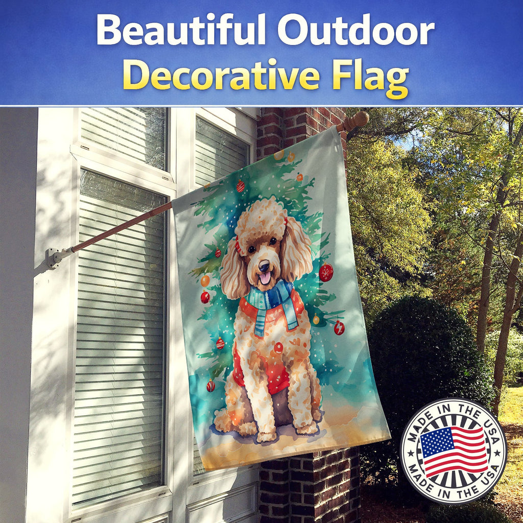 Poodle Christmas House Flag 28x40 Porch Sleeve Pole Decorative Outside Yard Banner Artwork Wall Hanging, Polyester