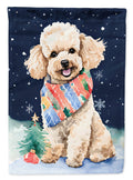 Poodle Christmas House Flag 28x40 Porch Sleeve Pole Decorative Outside Yard Banner Artwork Wall Hanging, Polyester