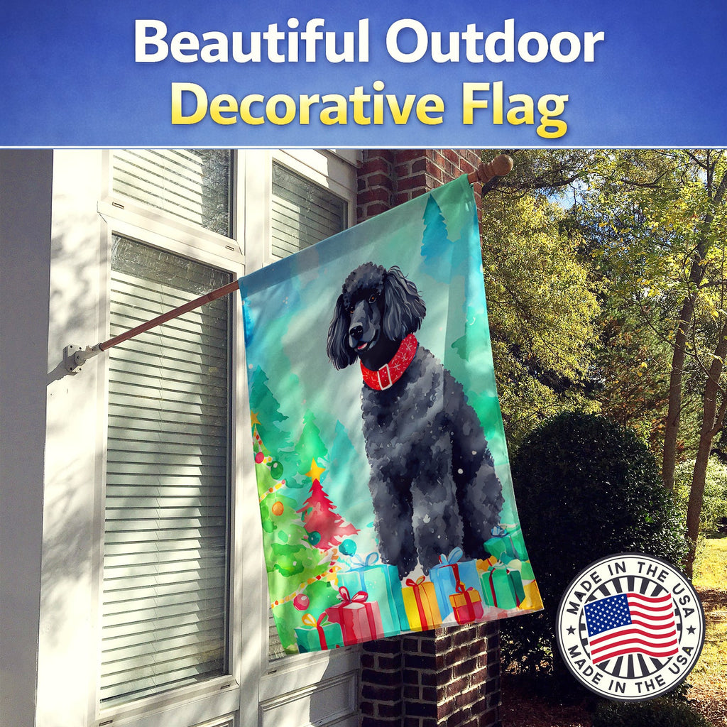 Poodle Christmas House Flag 28x40 Porch Sleeve Pole Decorative Outside Yard Banner Artwork Wall Hanging, Polyester
