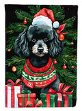 Poodle Christmas House Flag 28x40 Porch Sleeve Pole Decorative Outside Yard Banner Artwork Wall Hanging, Polyester