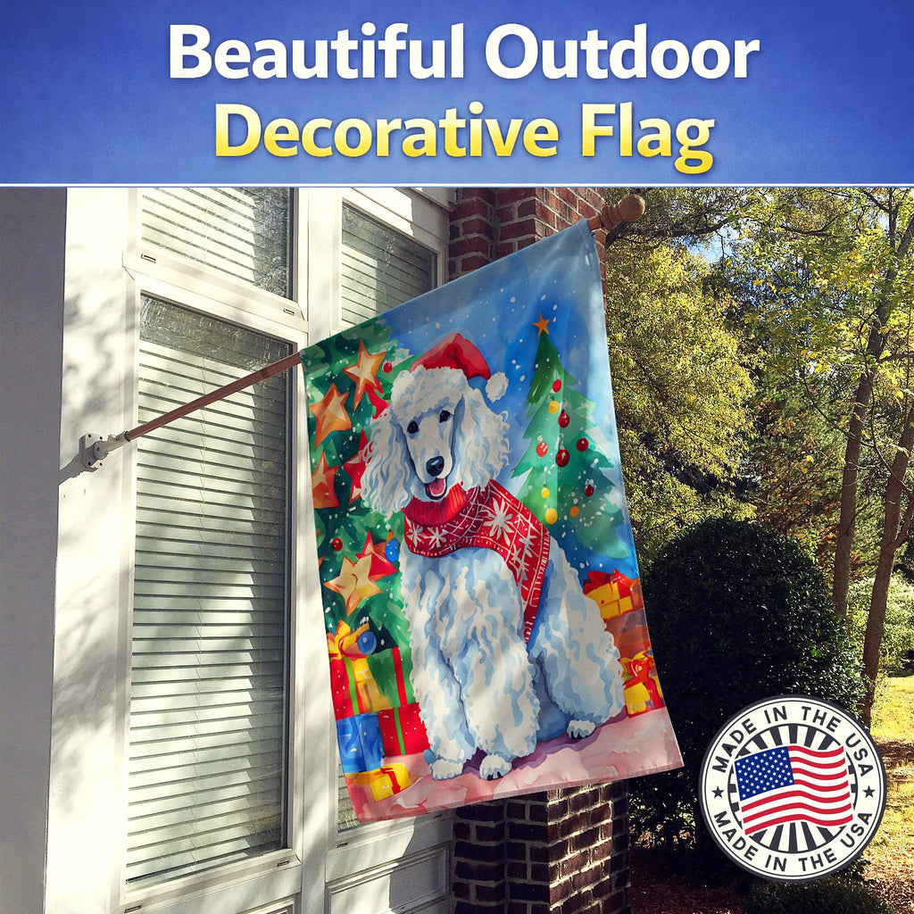 Poodle Christmas House Flag 28x40 Porch Sleeve Pole Decorative Outside Yard Banner Artwork Wall Hanging, Polyester