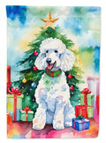 Poodle Christmas House Flag 28x40 Porch Sleeve Pole Decorative Outside Yard Banner Artwork Wall Hanging, Polyester