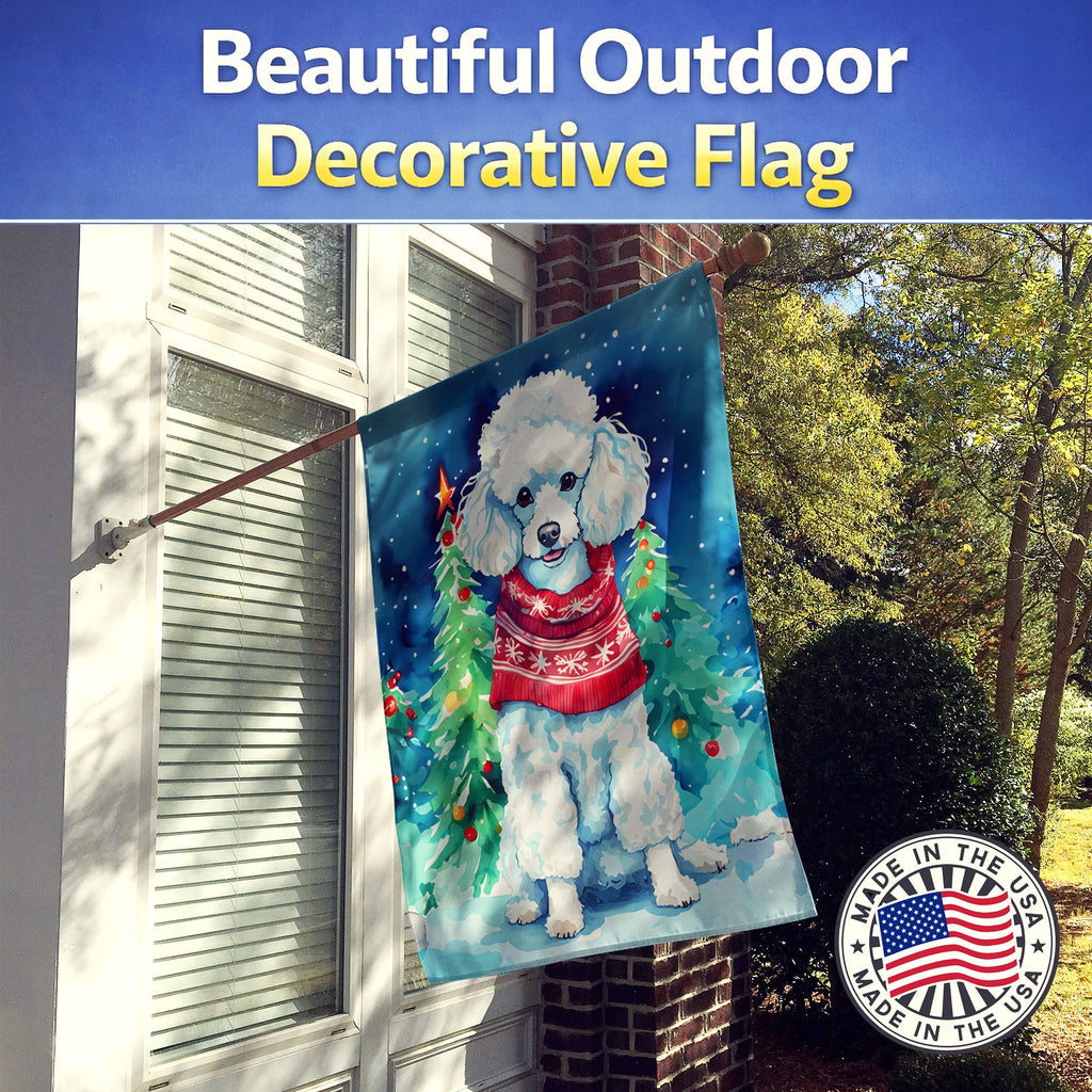 Poodle Christmas House Flag 28x40 Porch Sleeve Pole Decorative Outside Yard Banner Artwork Wall Hanging, Polyester