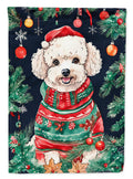 Poodle Christmas House Flag 28x40 Porch Sleeve Pole Decorative Outside Yard Banner Artwork Wall Hanging, Polyester