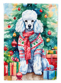 Poodle Christmas House Flag 28x40 Porch Sleeve Pole Decorative Outside Yard Banner Artwork Wall Hanging, Polyester