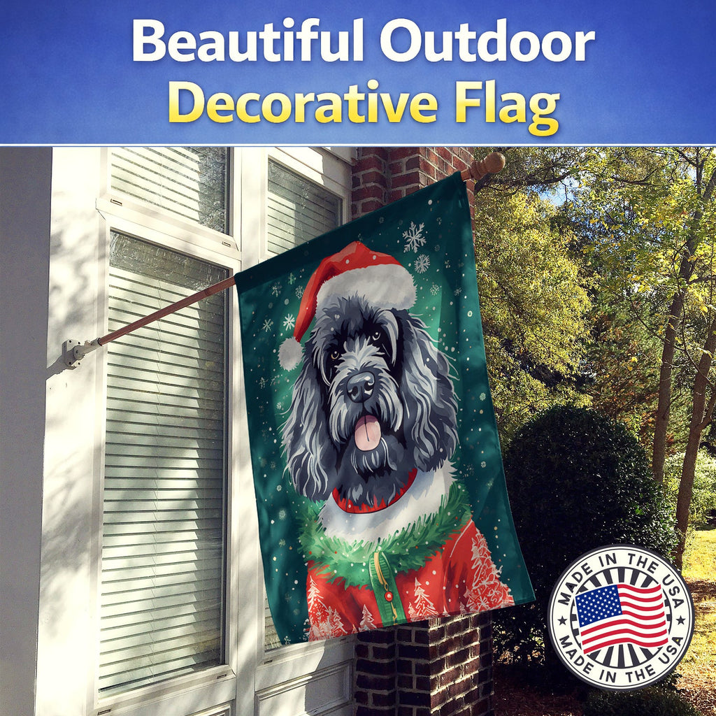 Portuguese Water Dog Christmas House Flag 28x40 Porch Sleeve Pole Decorative Outside Yard Banner Artwork Wall Hanging, Polyester