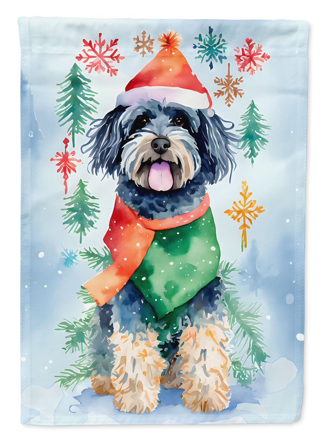 Puli Christmas House Flag 28x40 Porch Sleeve Pole Decorative Outside Yard Banner Artwork Wall Hanging, Polyester