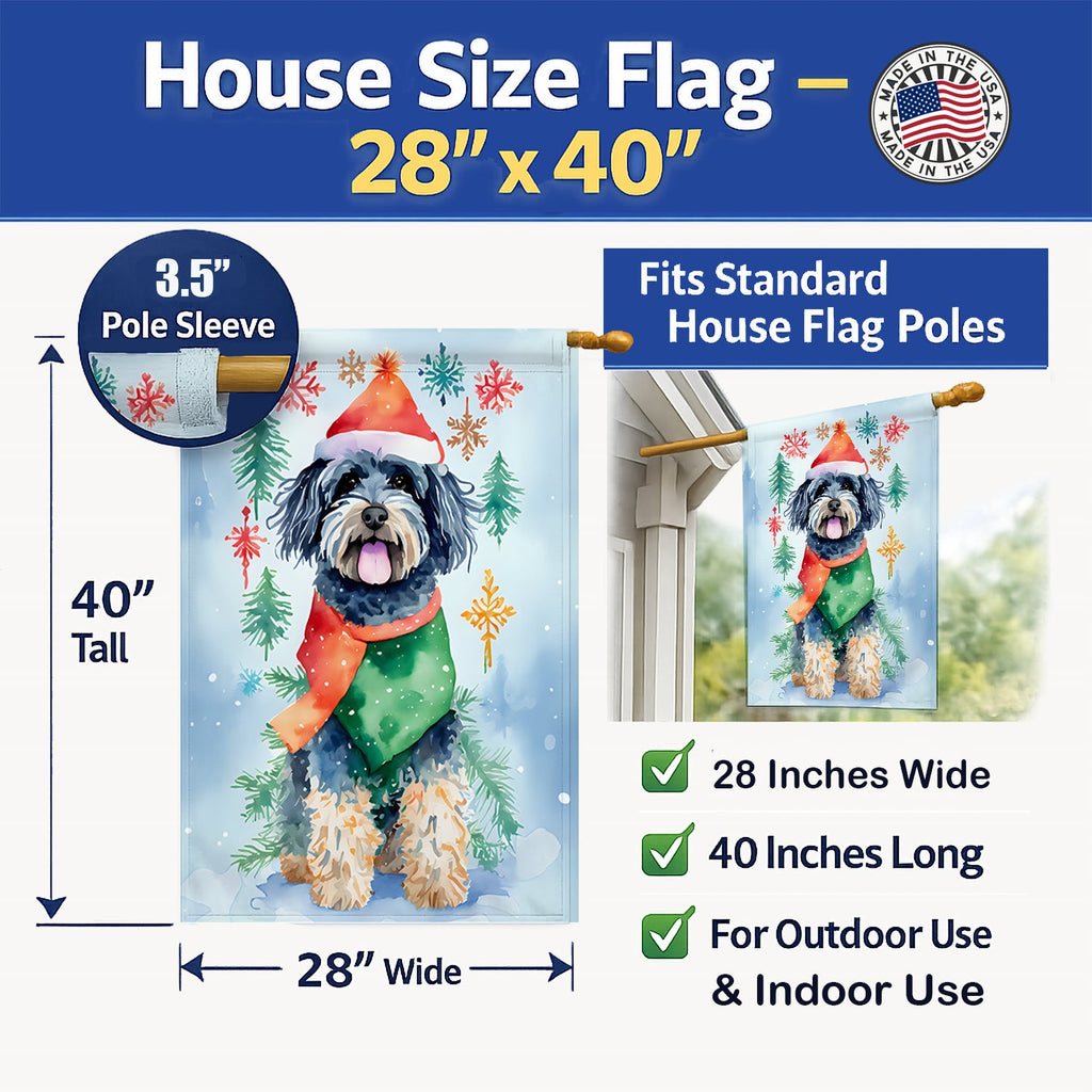 Puli Christmas House Flag 28x40 Porch Sleeve Pole Decorative Outside Yard Banner Artwork Wall Hanging, Polyester