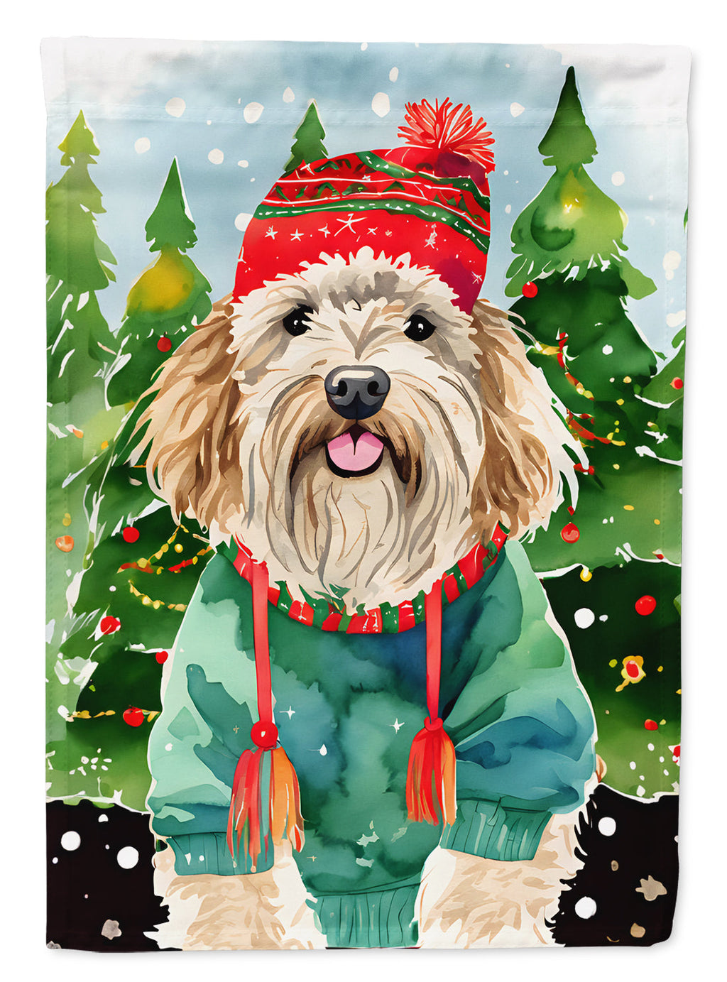 Puli Christmas House Flag 28x40 Porch Sleeve Pole Decorative Outside Yard Banner Artwork Wall Hanging, Polyester
