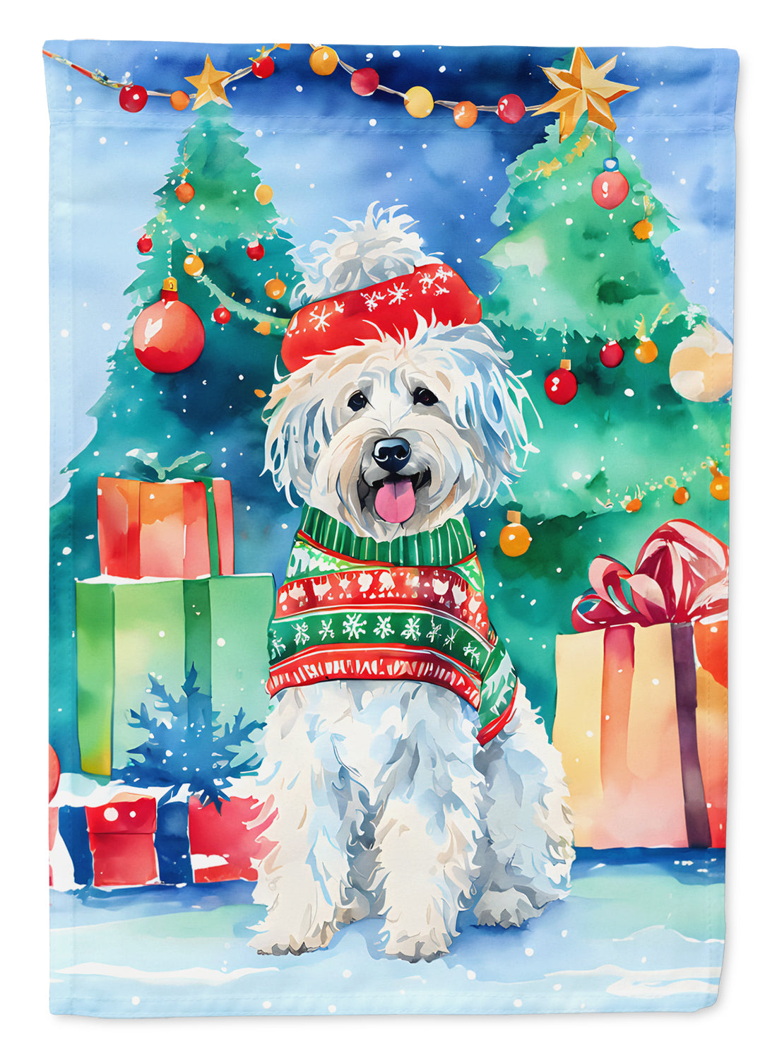 Puli Christmas House Flag 28x40 Porch Sleeve Pole Decorative Outside Yard Banner Artwork Wall Hanging, Polyester