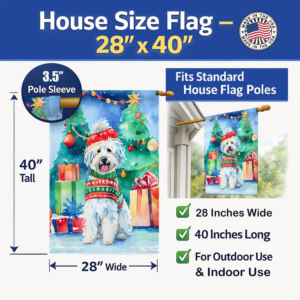 Puli Christmas House Flag 28x40 Porch Sleeve Pole Decorative Outside Yard Banner Artwork Wall Hanging, Polyester