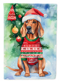 Redbone Coonhound Christmas House Flag 28x40 Porch Sleeve Pole Decorative Outside Yard Banner Artwork Wall Hanging, Polyester