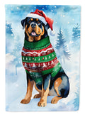 Rottweiler Christmas House Flag 28x40 Porch Sleeve Pole Decorative Outside Yard Banner Artwork Wall Hanging, Polyester