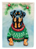 Rottweiler Christmas House Flag 28x40 Porch Sleeve Pole Decorative Outside Yard Banner Artwork Wall Hanging, Polyester