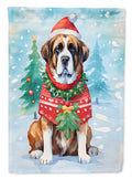 Saint Bernard Christmas House Flag 28x40 Porch Sleeve Pole Decorative Outside Yard Banner Artwork Wall Hanging, Polyester