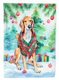 Saluki Christmas House Flag 28x40 Porch Sleeve Pole Decorative Outside Yard Banner Artwork Wall Hanging, Polyester