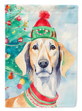 Saluki Christmas House Flag 28x40 Porch Sleeve Pole Decorative Outside Yard Banner Artwork Wall Hanging, Polyester