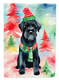 Schnauzer Christmas House Flag 28x40 Porch Sleeve Pole Decorative Outside Yard Banner Artwork Wall Hanging, Polyester